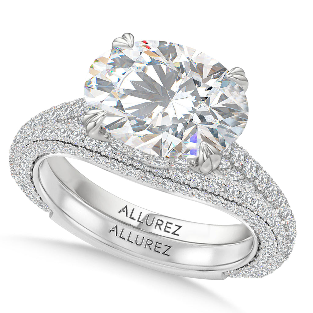 East-West Oval Lab Diamond Bridal Set 14K White Gold (4.77ct)
