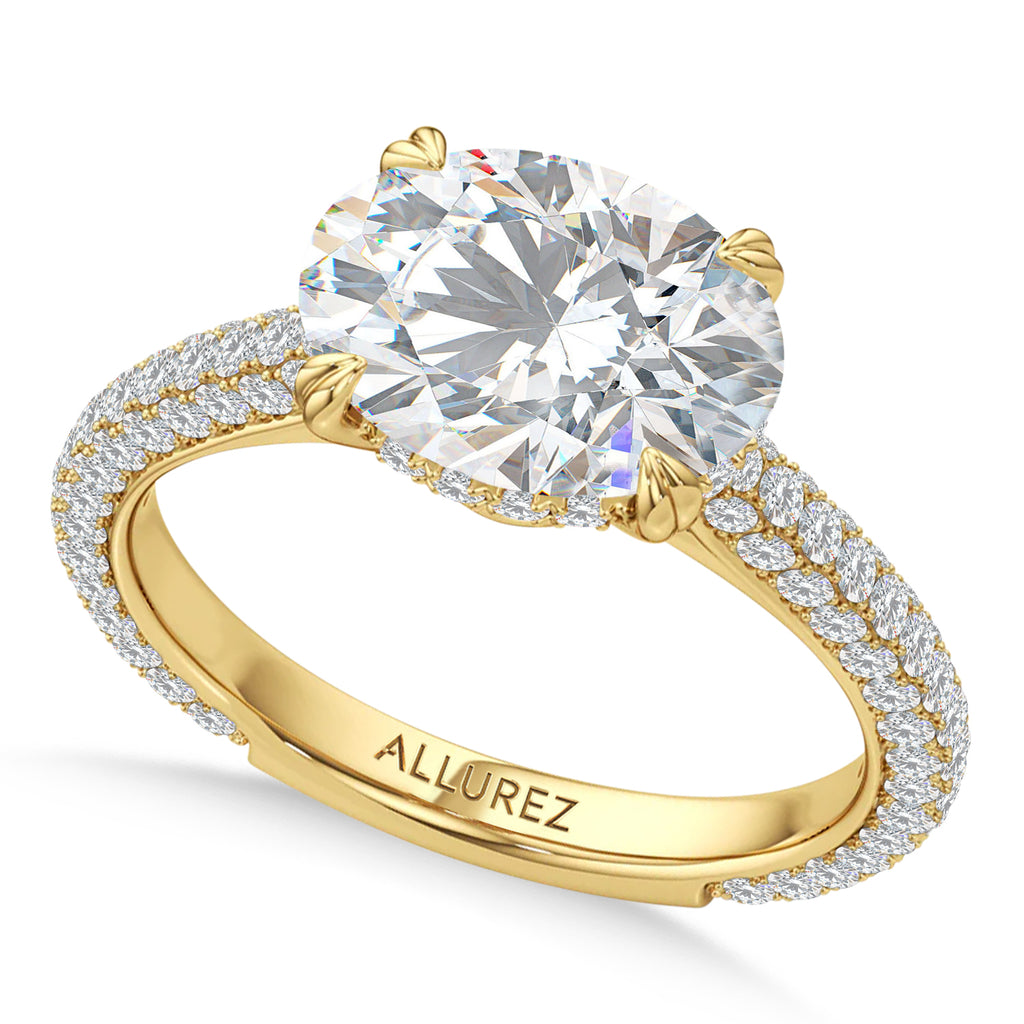 East-West Oval Lab Diamond Bridal Set 14K Yellow Gold (3.77ct)