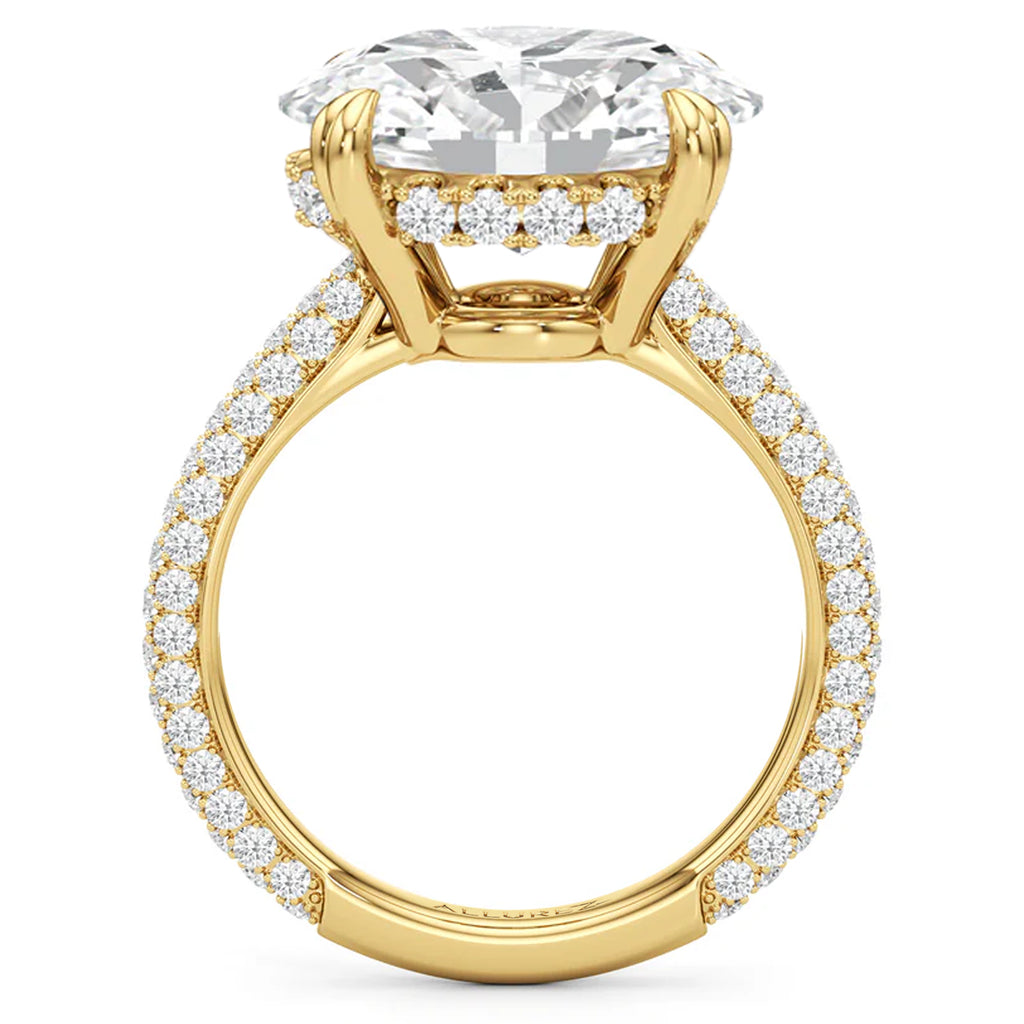 East-West Oval Lab Diamond Bridal Set 14K Yellow Gold (7.77ct)