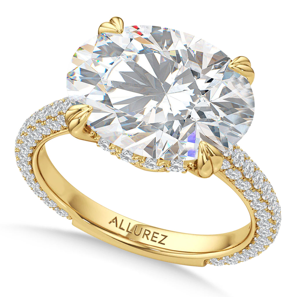 East-West Oval Lab Diamond Bridal Set 14K Yellow Gold (9.77ct)
