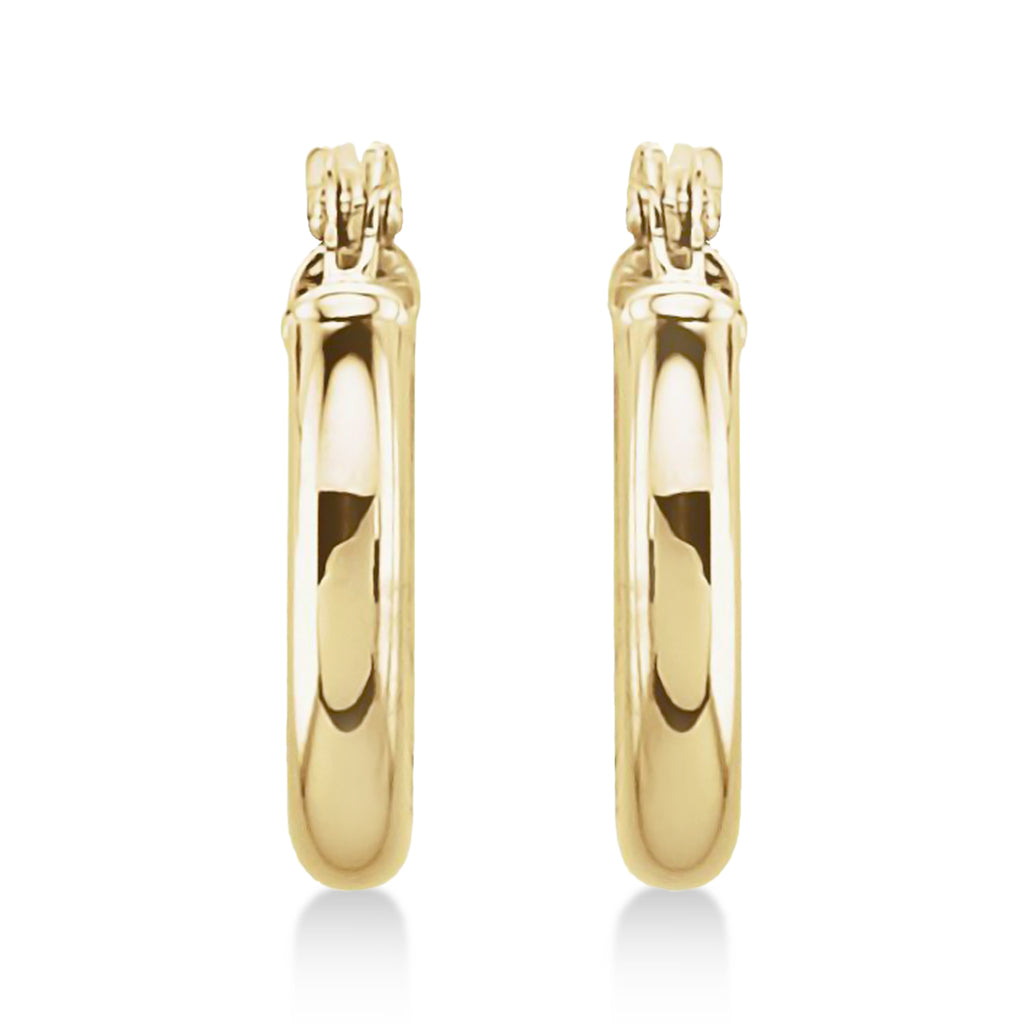 13mm Tube Huggie Hoop Earrings 14K Yellow Gold