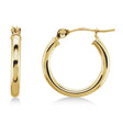 15mm Tube Huggie Hoop Earrings 14K Yellow Gold