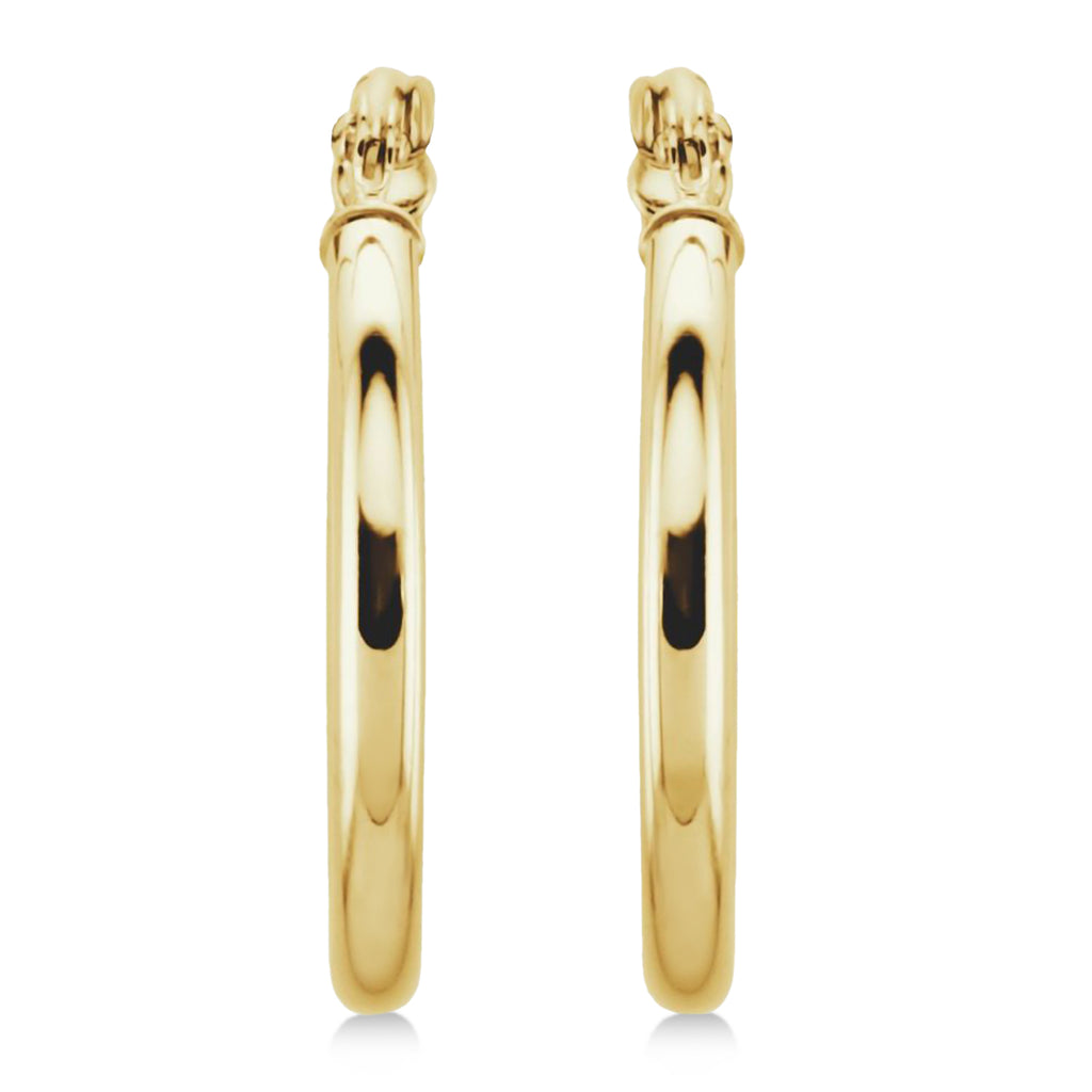20mm Tube Huggie Hoop Earrings 14K Yellow Gold