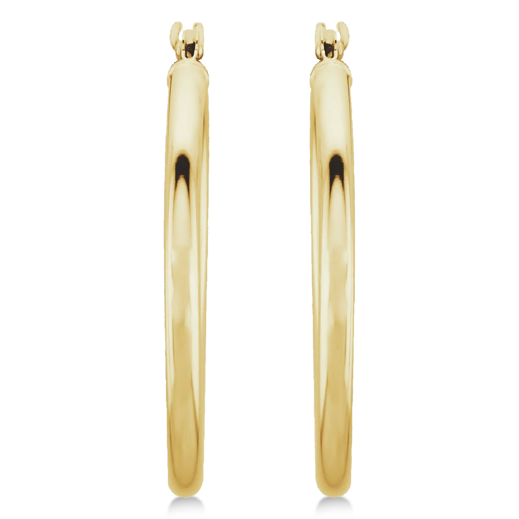 25mm Tube Huggie Hoop Earrings 14K Yellow Gold