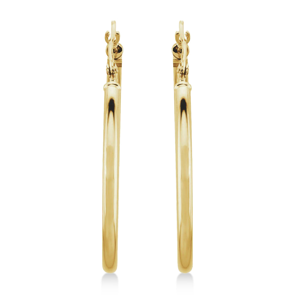 30mm Tube Huggie Hoop Earrings 14K Yellow Gold