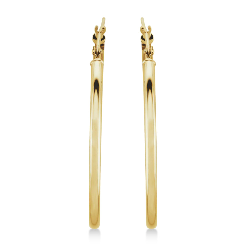 34mm Tube Huggie Hoop Earrings 14K Yellow Gold