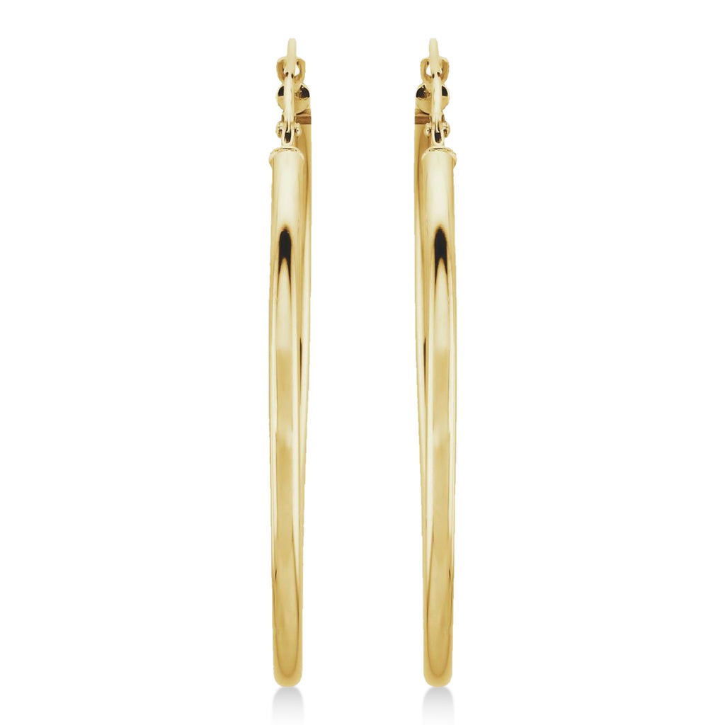 40mm Tube Huggie Hoop Earrings 14K Yellow Gold