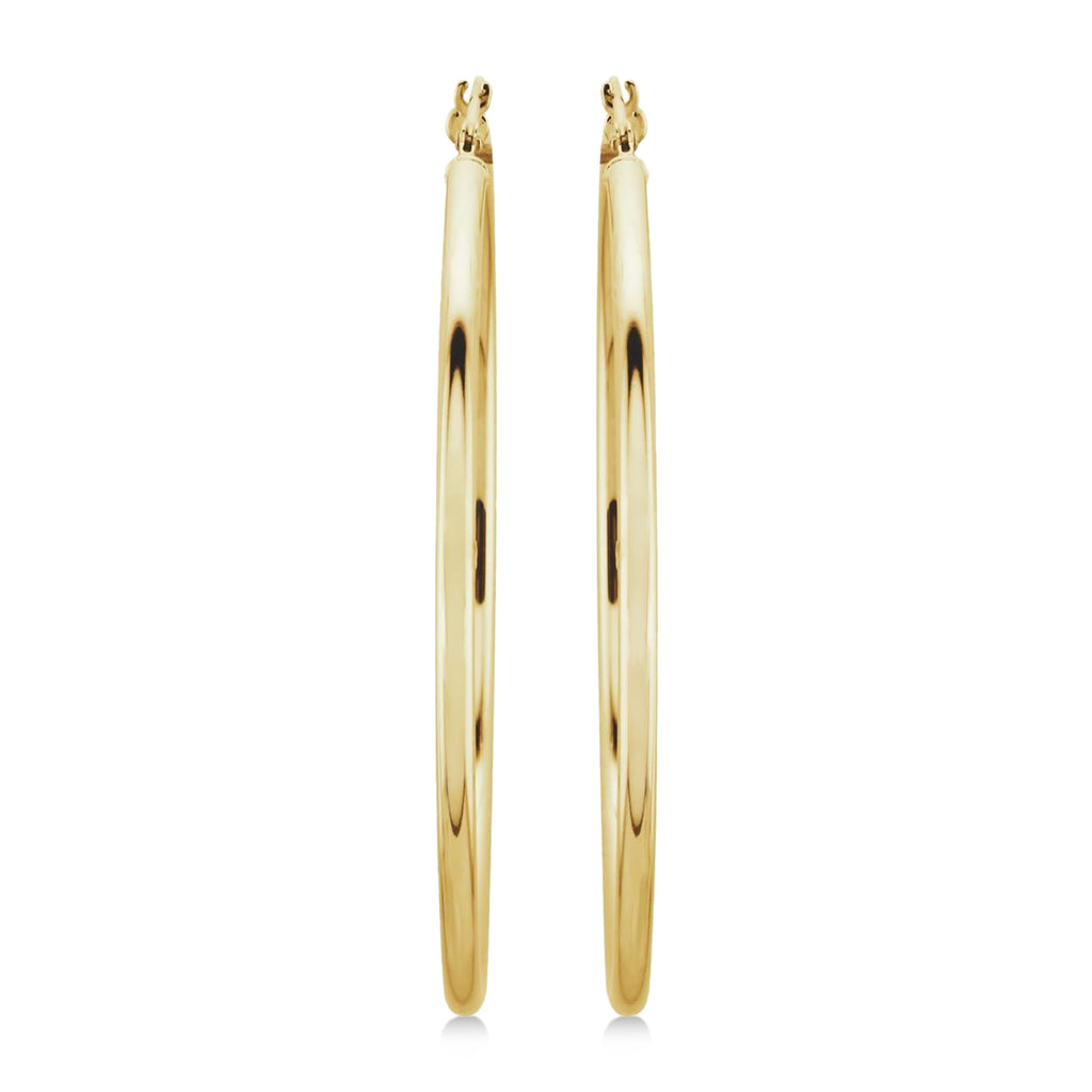 47mm Tube Huggie Hoop Earrings 14K Yellow Gold