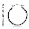 20mm Tube Huggie Hoop Earrings 14K White Gold