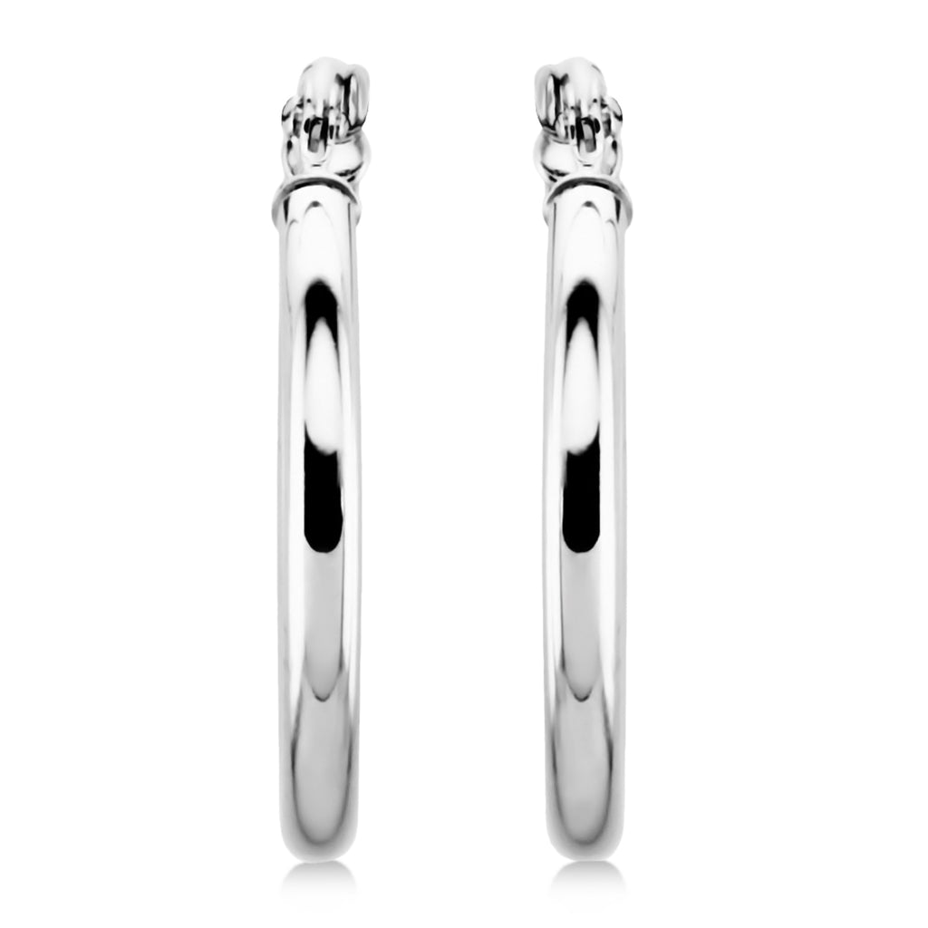 20mm Tube Huggie Hoop Earrings 14K White Gold