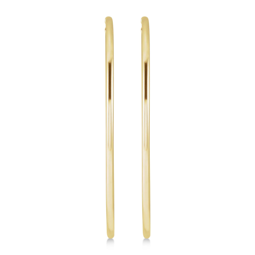 60mm Tube Huggie Hoop Earrings 14K Yellow Gold