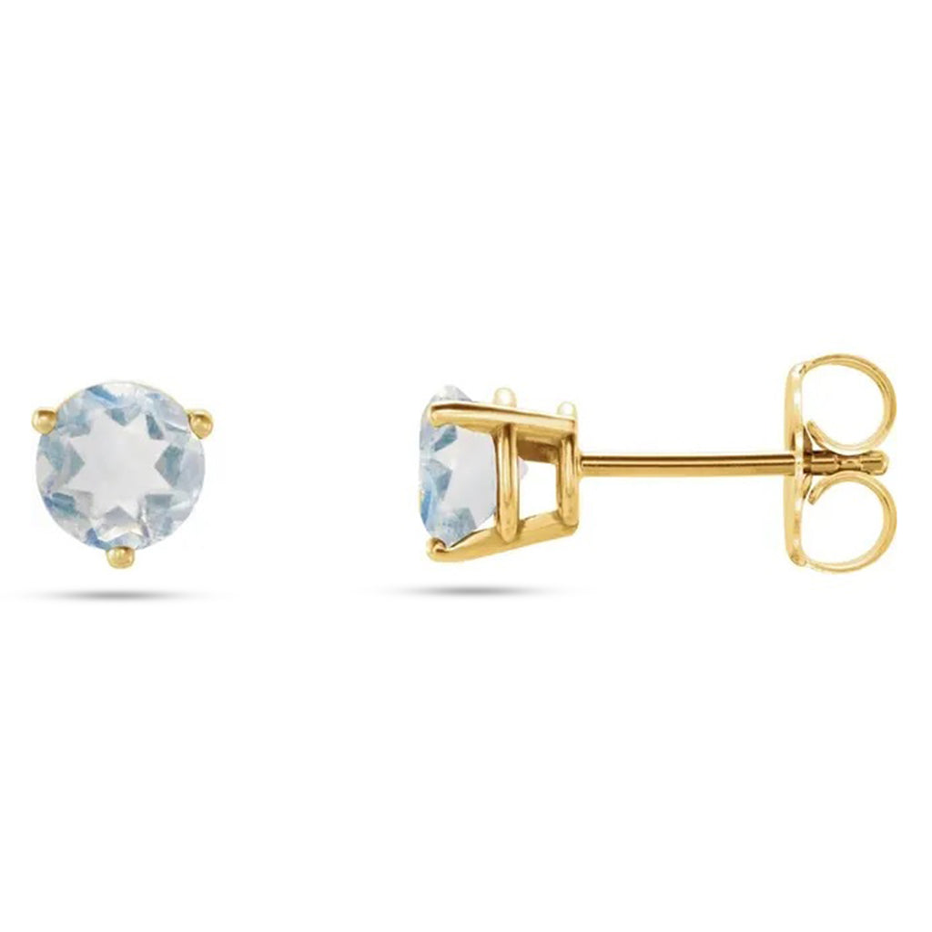 Natural Blue Sheen Moonstone Earrings 14K Yellow Gold (0.10ct)