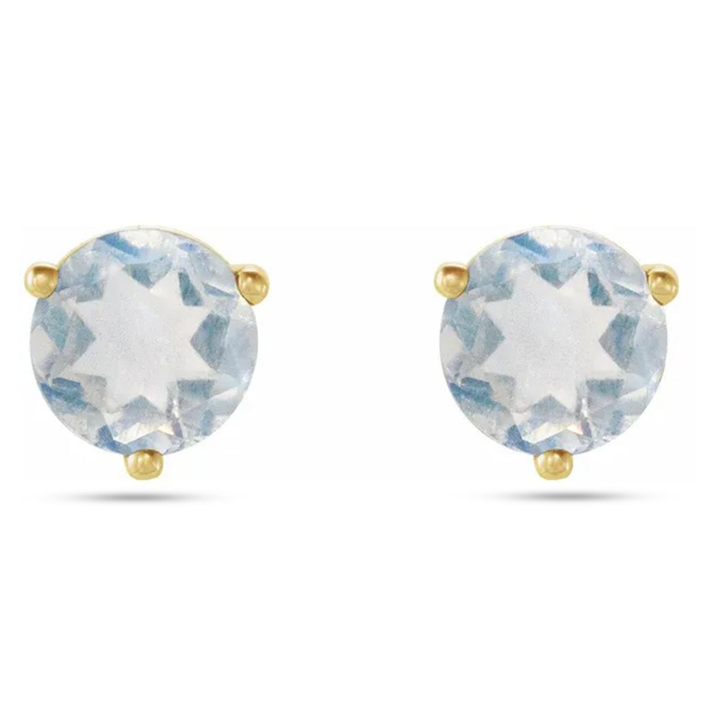 Natural Blue Sheen Moonstone Earrings 14K Yellow Gold (0.10ct)