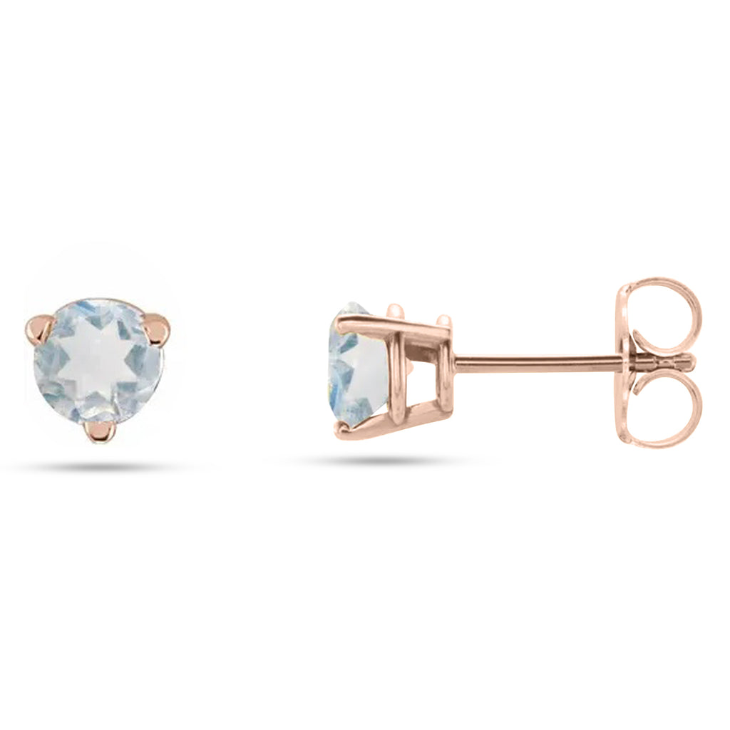 Natural Blue Sheen Moonstone Earrings 14K Rose Gold (0.10ct)