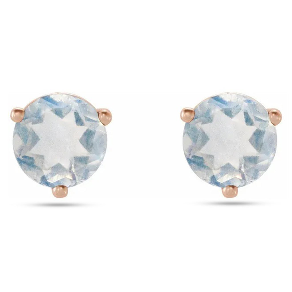 Natural Blue Sheen Moonstone Earrings 14K Rose Gold (0.10ct)