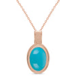 Oval Natural Cabochon Turquoise Pendant Necklace 14K Rose Gold (0.83ct)