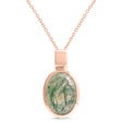 Oval Natural Cabochon Moss Agate Pendant Necklace 14K Rose Gold (0.72ct)