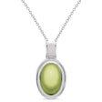 Oval Natural Cabochon Peridot Pendant Necklace 14K White Gold (0.86ct)