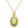 Oval Natural Cabochon Peridot Pendant Necklace 14K Yellow Gold (0.86ct)