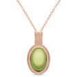 Oval Natural Cabochon Peridot Pendant Necklace 14K Rose Gold (0.86ct)