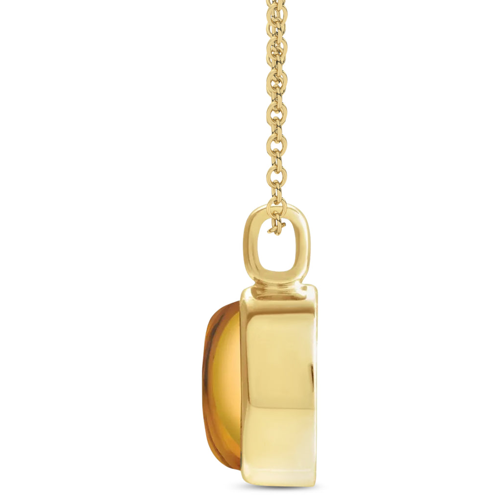 Oval Natural Cabochon Citrine Pendant Necklace 14K Yellow Gold (0.96ct)