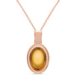 Oval Natural Cabochon Citrine Pendant Necklace 14K Rose Gold (0.96ct)