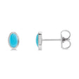 Oval Natural Cabochon Turquoise Stud Earrings 14K White Gold (0.26ct)