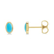 Oval Natural Cabochon Turquoise Stud Earrings 14K Yellow Gold (0.26ct)