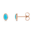 Oval Natural Cabochon Turquoise Stud Earrings 14K Rose Gold (0.26ct)