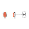 Oval Natural Cabochon Pink Coral Stud Earrings 14K White Gold (0.23ct)