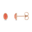 Oval Natural Cabochon Pink Coral Stud Earrings 14K Rose Gold (0.23ct)