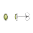 Oval Natural Cabochon Peridot Stud Earrings 14K White Gold (0.32ct)