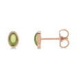 Oval Natural Cabochon Peridot Stud Earrings 14K Rose Gold (0.32ct)