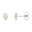 Oval Lab Cabochon White Opal Stud Earrings 14K White Gold (0.25ct)