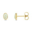 Oval Lab Cabochon White Opal Stud Earrings 14K Yellow Gold (0.25ct)