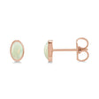 Oval Lab Cabochon White Opal Stud Earrings 14K Rose Gold (0.25ct)