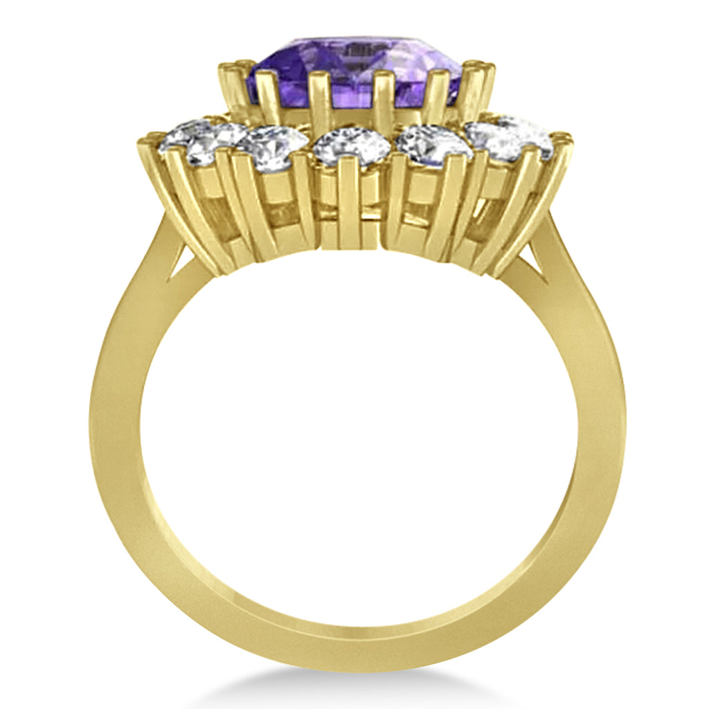 Oval Amethyst & Diamond Accented Ring in 18k Yellow Gold (5.40ctw)