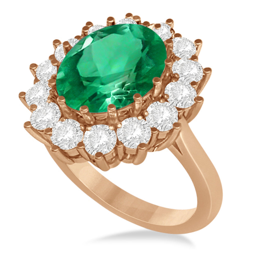 Oval Emerald and Diamond Ring 18k Rose Gold (5.40ctw)