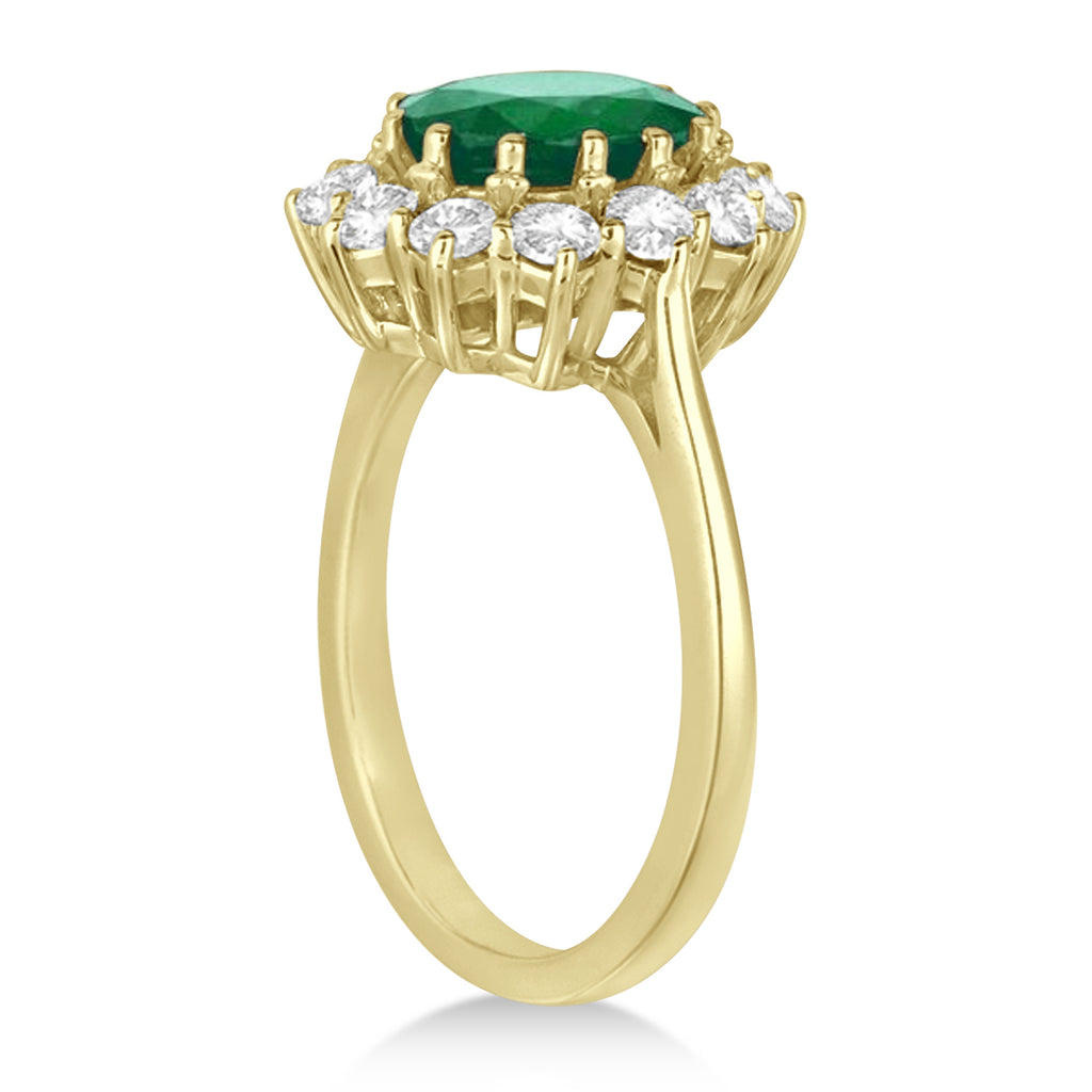 Oval Emerald and Diamond Ring 18k Yellow Gold (5.40ctw)