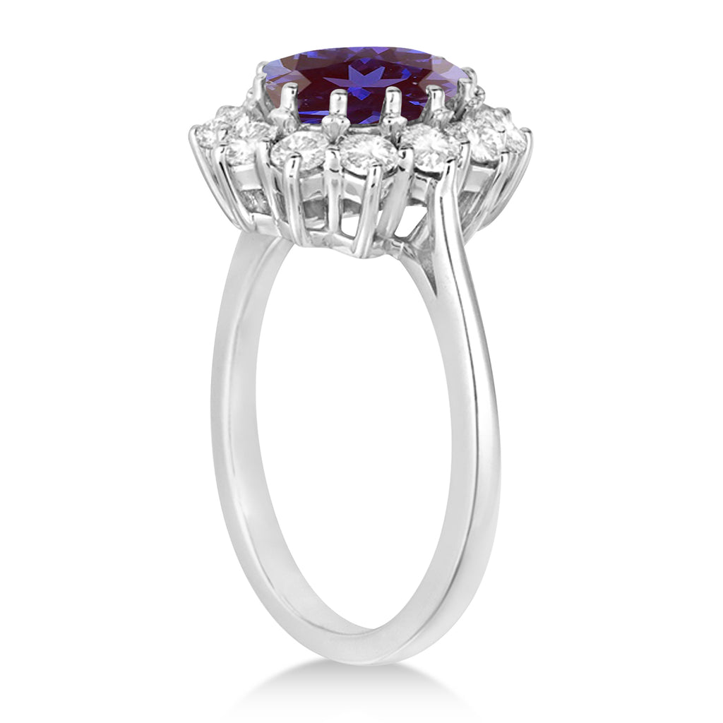 Oval Lab Alexandrite & Diamond Accented Ring in 14k White Gold (5.40ctw)