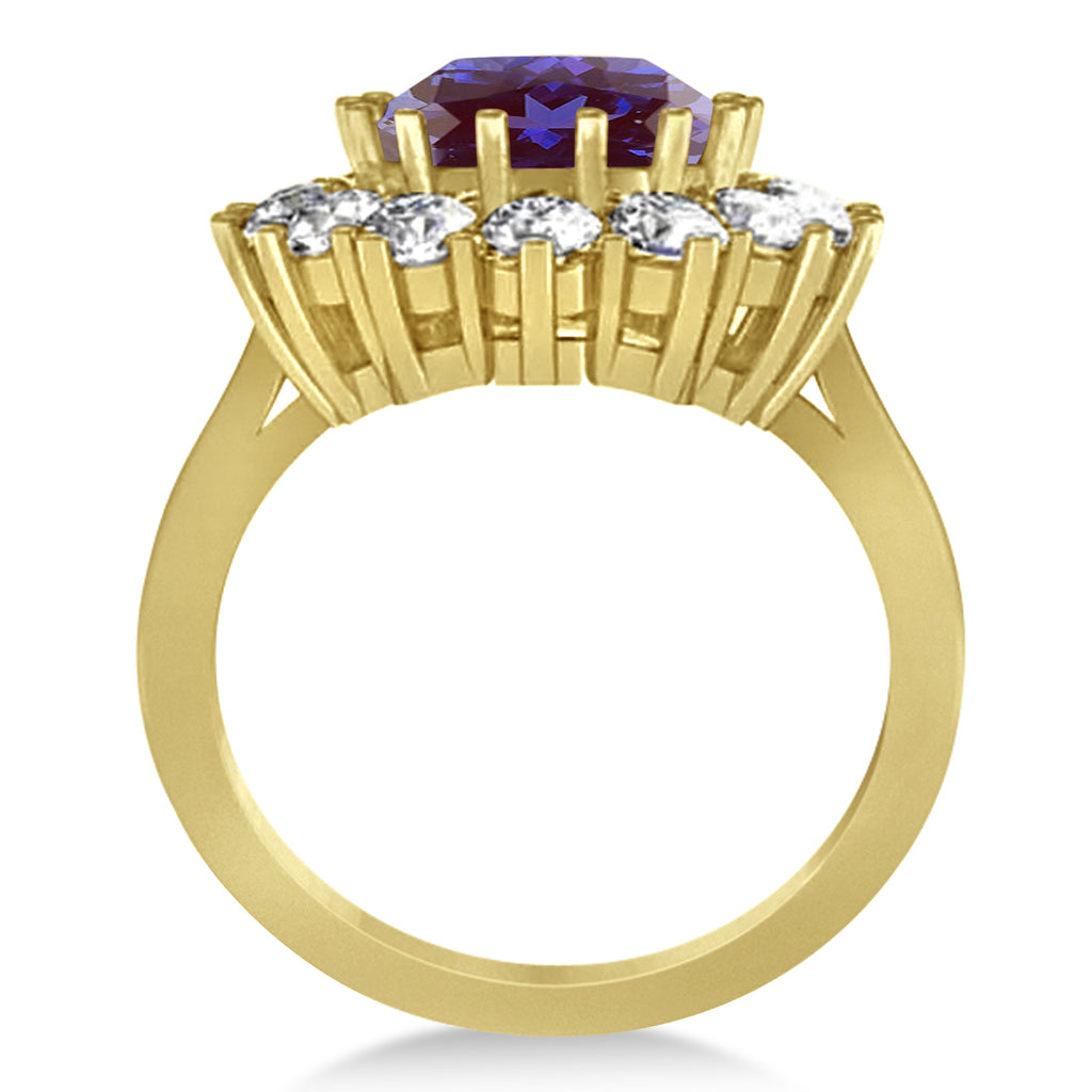 Oval Lab Alexandrite & Diamond Accented Ring in 14k Yellow Gold (5.40ctw)