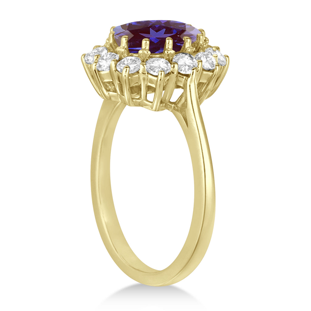 Oval Lab Alexandrite & Diamond Accented Ring in 14k Yellow Gold (5.40ctw)