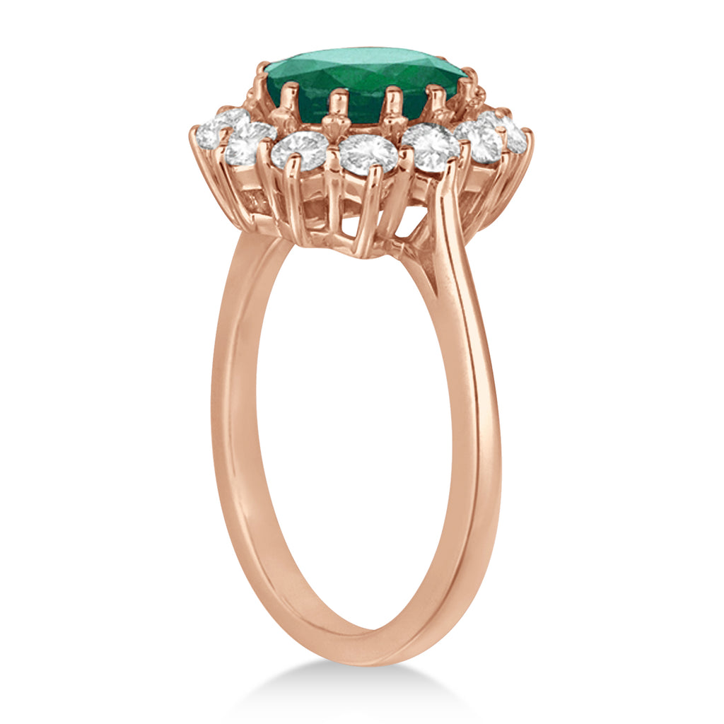 Oval Lab Emerald and Diamond Ring 14k Rose Gold (5.40ctw)