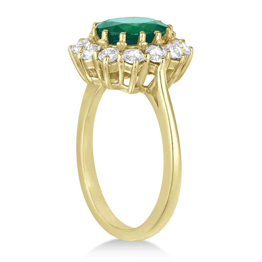 Oval Lab Emerald and Diamond Ring 14k Yellow Gold (5.40ctw)