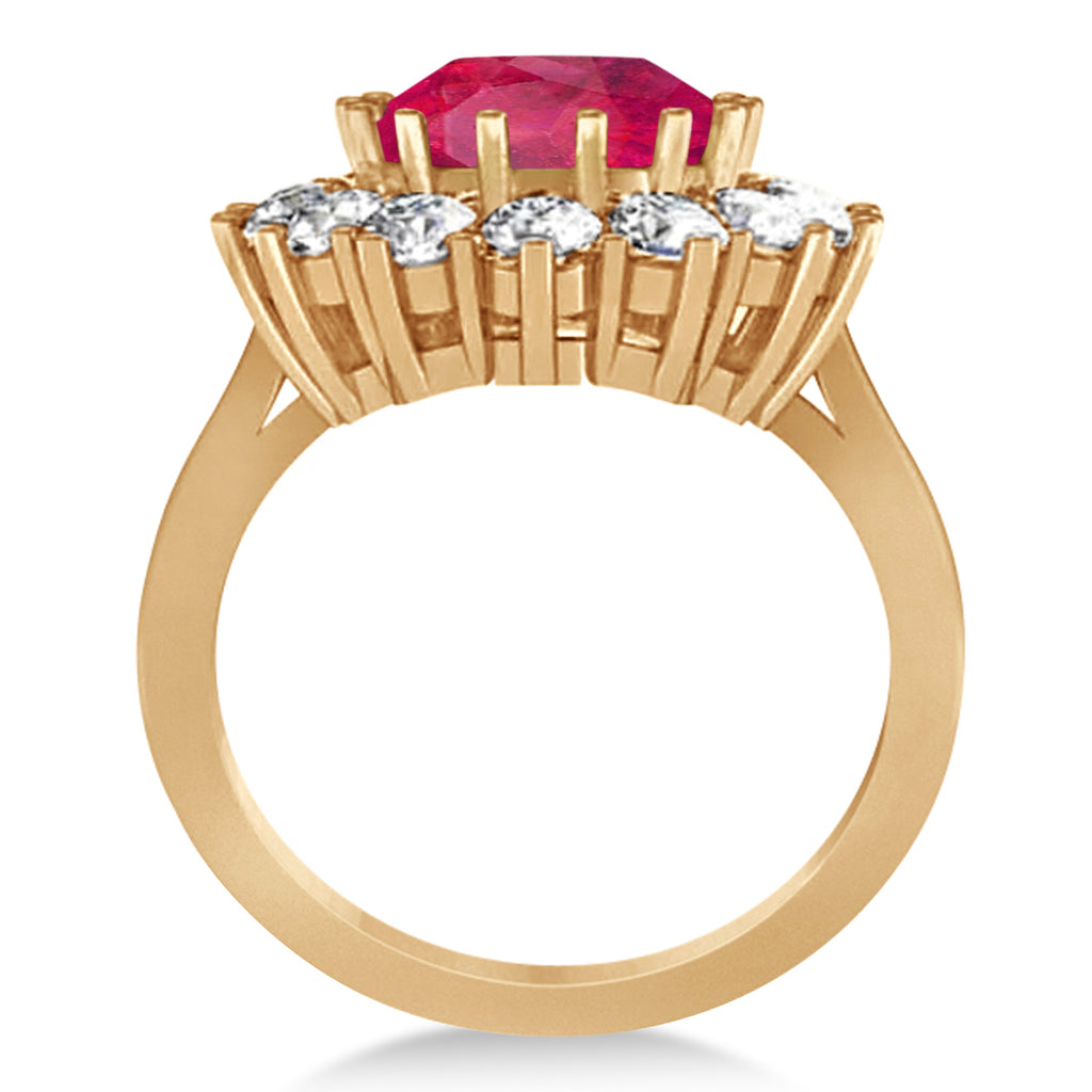 Oval Lab Ruby and Diamond Ring 14k Rose Gold (5.40ctw)
