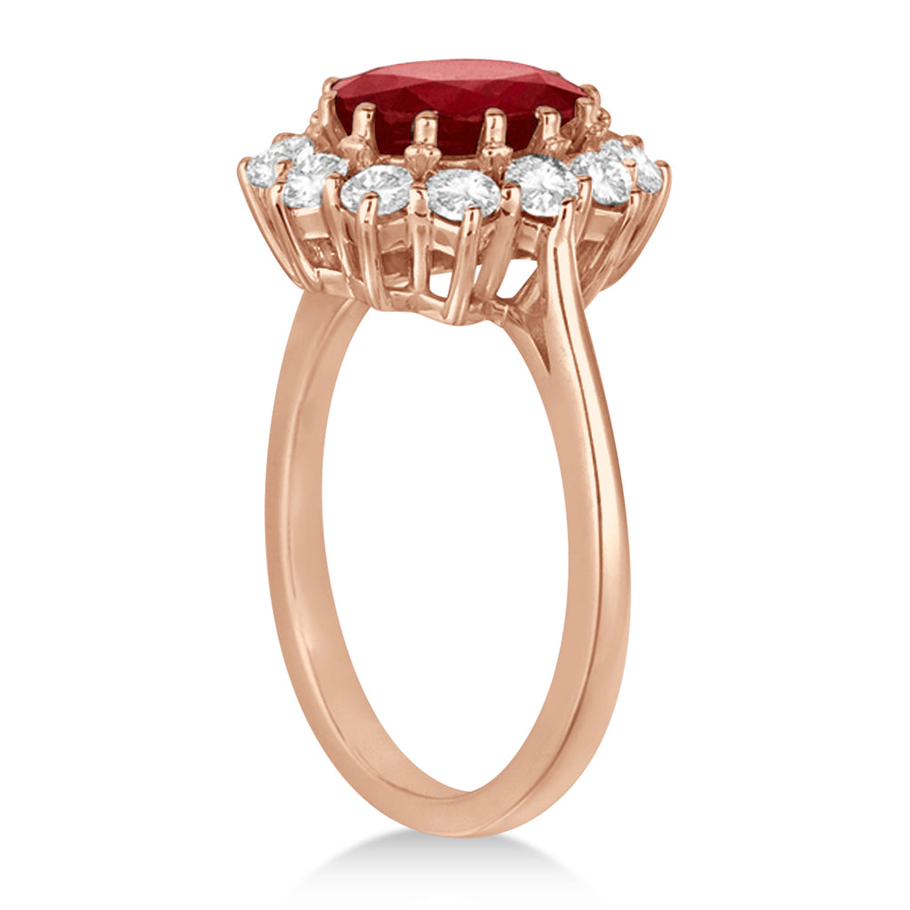 Oval Lab Ruby and Diamond Ring 14k Rose Gold (5.40ctw)