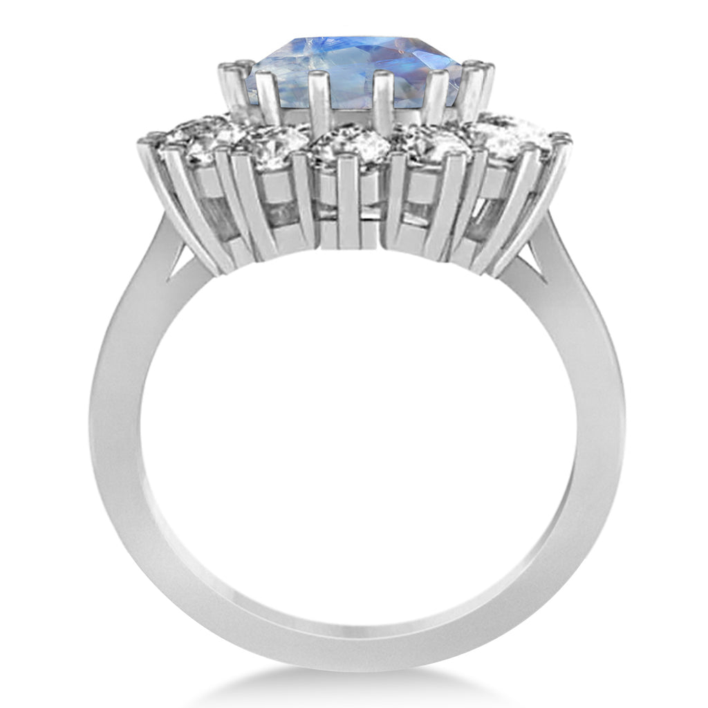 Oval Moonstone & Diamond Accented Ring in 14k White Gold (5.40ctw)