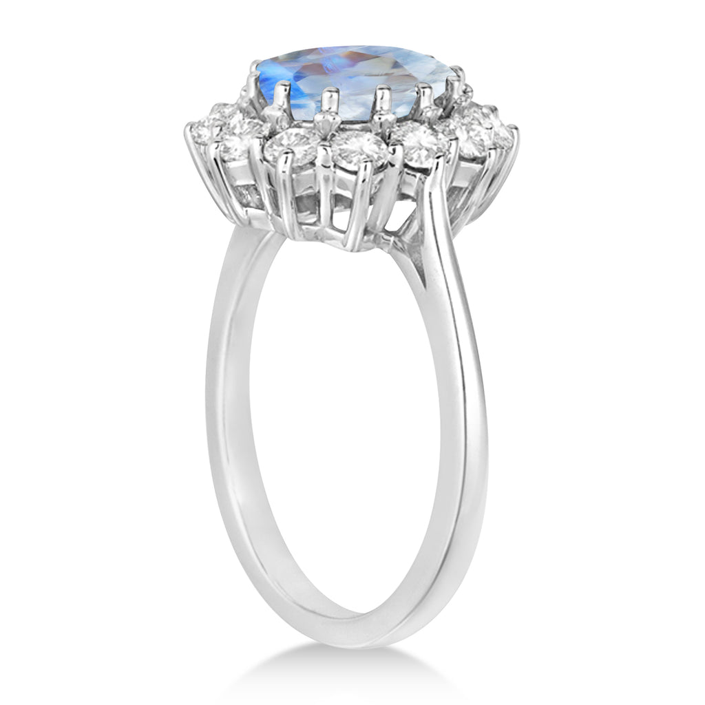 Oval Moonstone & Diamond Accented Ring in 14k White Gold (5.40ctw)