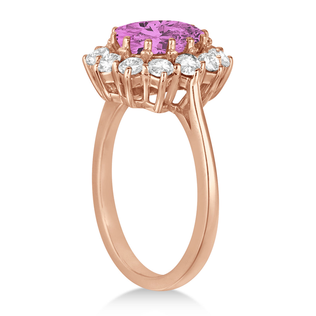 Oval Pink Sapphire & Diamond Accented Ring 14k Rose Gold (5.40ctw)