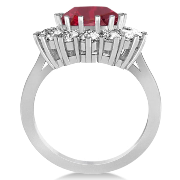 Oval Ruby and Diamond Ring 14k White Gold (5.40ctw)